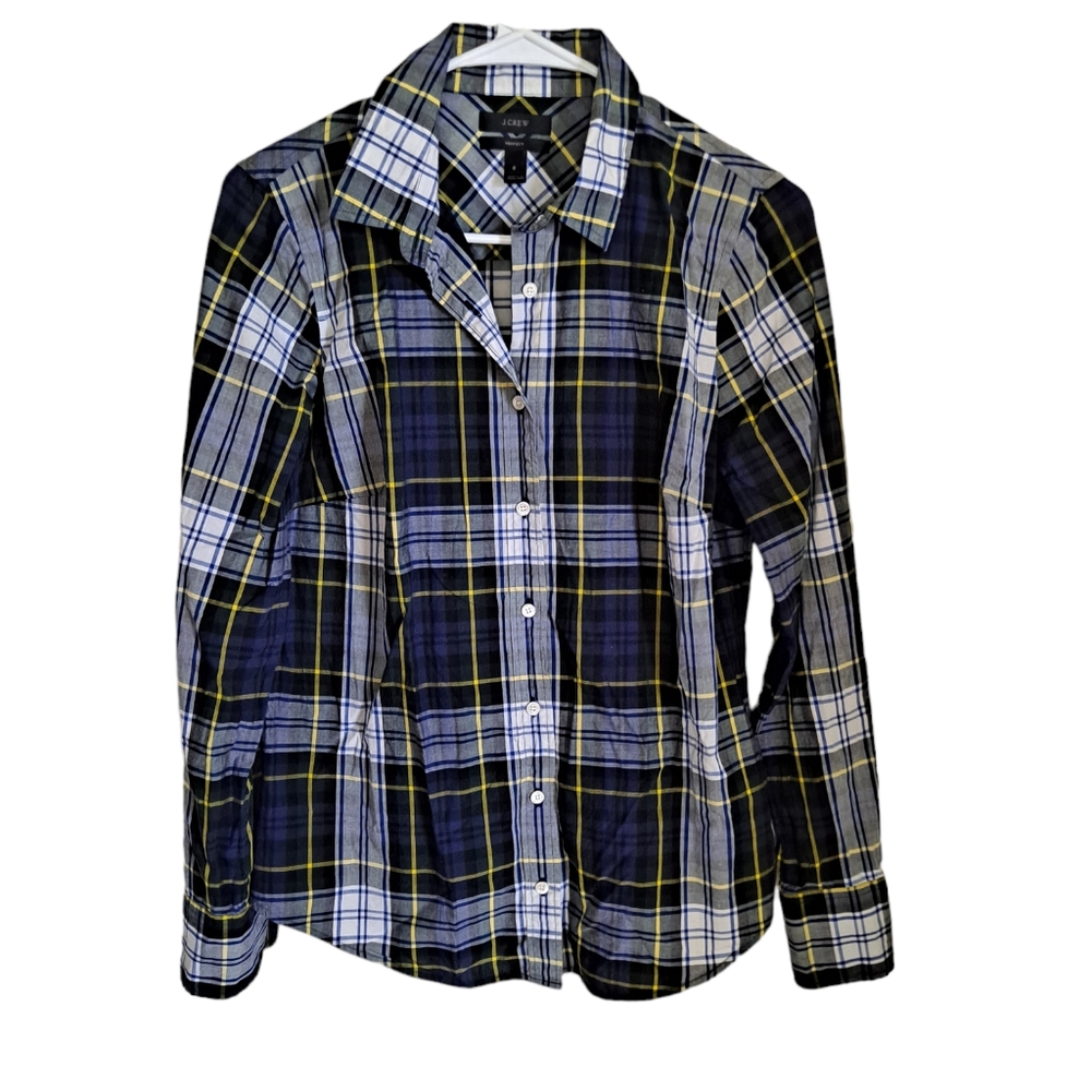 J.Crew Perfect plaid long sleeve button down top